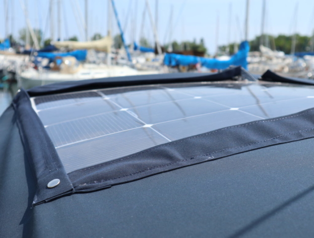 Velcro zipper secured flexible solar panel